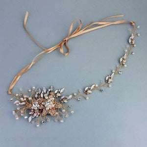 Austrian Crystal and Pearl Flower Headband- two colors