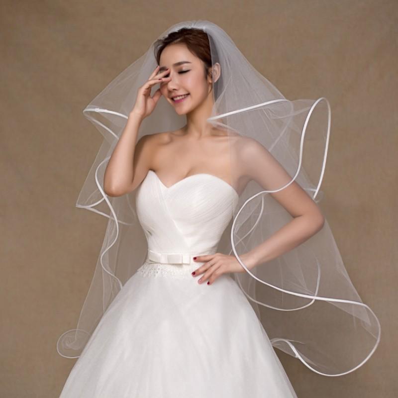 One Blushing Bride Waltz Length Wedding Veil, Raw Edge Ballet Bridal Veil, Simple Veil Off White / Diamond / 43-45 Inches