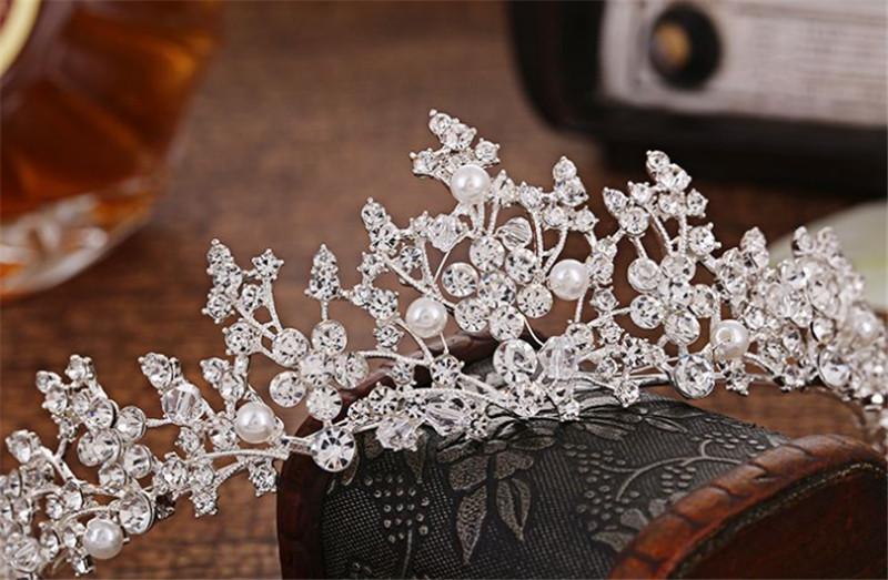 Crystal and Pearl Floral Tiara Crystal and Pearl Floral Tiara - Your Wedding Veil Store main image 4