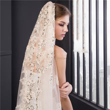 Cathedral Veil with Dramatic Beaded Lace Applique-Your Wedding Veil Store