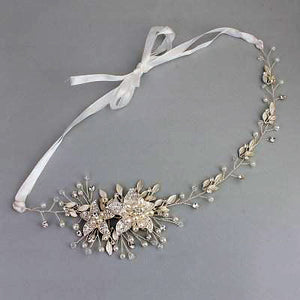 Austrian Crystal and Pearl Flower Headband- two colors