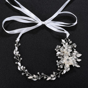 Austrian Crystal and Pearl Flower Headband- two colors-Your Wedding Veil Store
