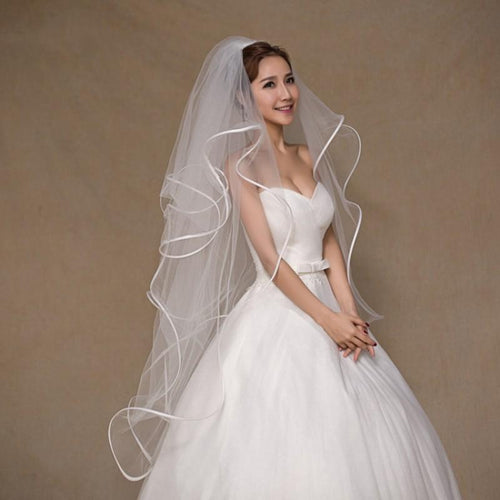 Ballet Length 4 Layer Bubble Veil with Ribbon Edging-Your Wedding Veil Store