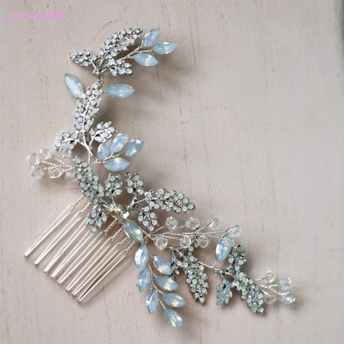 Blue Opal and Crystal Hair Comb-Your Wedding Veil Store