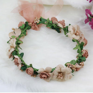 Blush Flowers Hair Crown-Your Wedding Veil Store