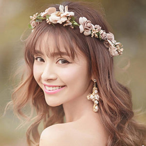 Blush Flowers Hair Crown-Your Wedding Veil Store