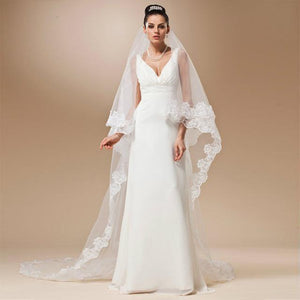 Cathedral Length Veil with Scalloped Lace Applique-Your Wedding Veil Store