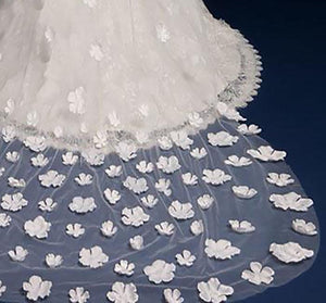 Cathedral Veil with 3D Flowers-Your Wedding Veil Store