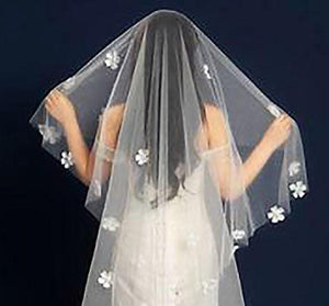 Cathedral Veil with 3D Flowers-Your Wedding Veil Store