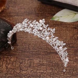 Crystal and Pearl Floral Tiara-Your Wedding Veil Store