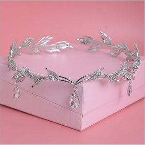 Crystal Leaves Forehead Headband-Your Wedding Veil Store