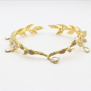 Crystal Leaves Forehead Headband-Your Wedding Veil Store