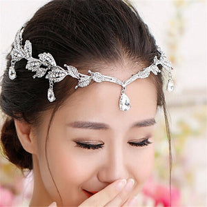 Crystal Leaves Forehead Headband-Your Wedding Veil Store