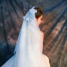 Double Layer Veil with 3D Flowers