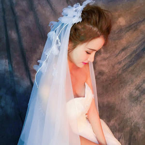 Double Layer Veil with 3D Flowers