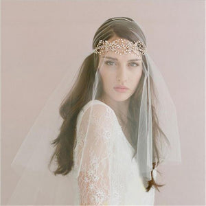 Drop Veil with Crystal Beaded Headband