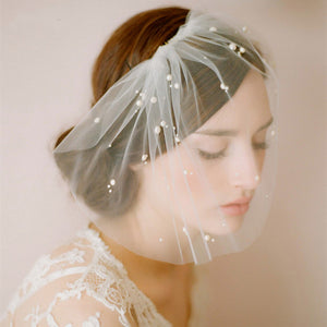Tulle Blusher veil with Pearls