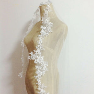 Cathedral Veil with Floral Lace Applique