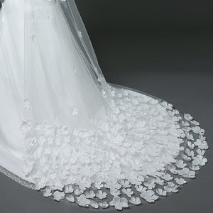 Cathedral Drop Veil with Flower Applique