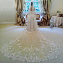 Wide Lace Edge Single Tier Gathered Cathedral Veil