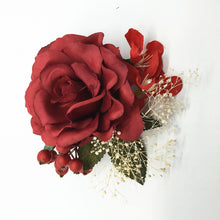 Luxurious Rose Hair Clip with Berries and Leaves