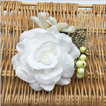 Luxurious Rose Hair Clip with Berries and Leaves