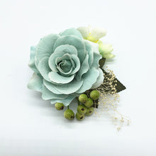 Luxurious Rose Hair Clip with Berries and Leaves