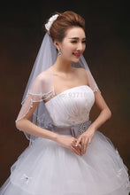 Scalloped Edge Bridal Veil with Beading-Elbow Veil-Your Wedding Veil Store