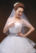 Scalloped Edge Bridal Veil with Beading-Elbow Veil-Your Wedding Veil Store