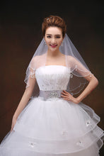 Scalloped Edge Bridal Veil with Beading-Elbow Veil-Your Wedding Veil Store