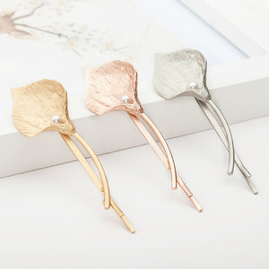 Calla Lily Flower Metallic Hair Pins with Pearls-Hair Pins-Your Wedding Veil Store