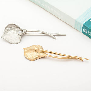 Calla Lily Flower Metallic Hair Pins with Pearls-Hair Pins-Your Wedding Veil Store
