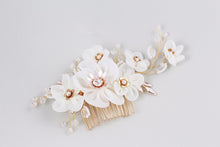 Ivory Flowers Hair Comb with Crystals and Pearls