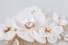 Ivory Flowers Hair Comb with Crystals and Pearls