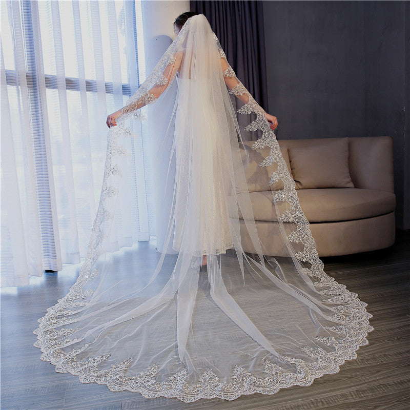Lace Edge Voile Cathedral Veil - Your Wedding Veil Store