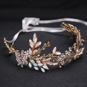 Amber Crystal Beaded Floral Headband
