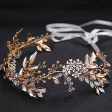 Amber Crystal Beaded Floral Headband