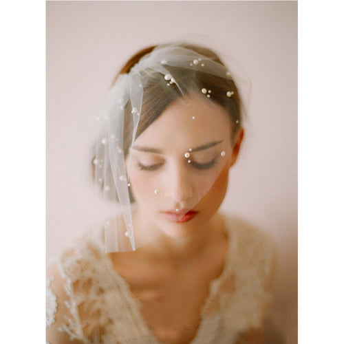 Tulle Blusher veil with Pearls