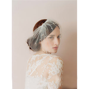 Tulle Blusher veil with Pearls