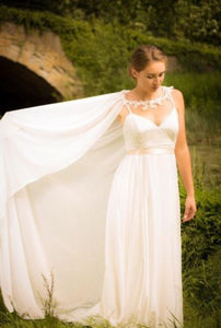 Chiffon Cape with Floral Lace Trim