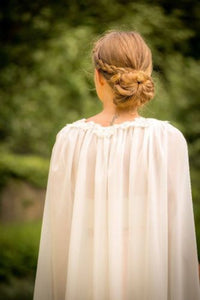 Chiffon Cape with Floral Lace Trim