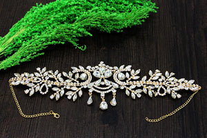 Rhinestone Leaf Headband-Your Wedding Veil Store