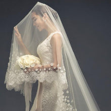 Scalloped Lace and Flowers Cathedral Veil-Your Wedding Veil Store