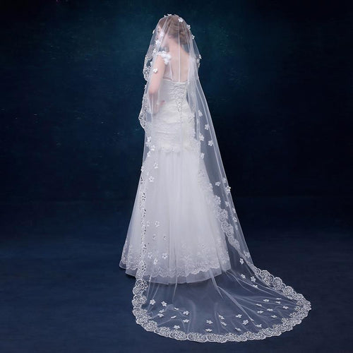Scattered Flowers Cathedral Veil-Your Wedding Veil Store
