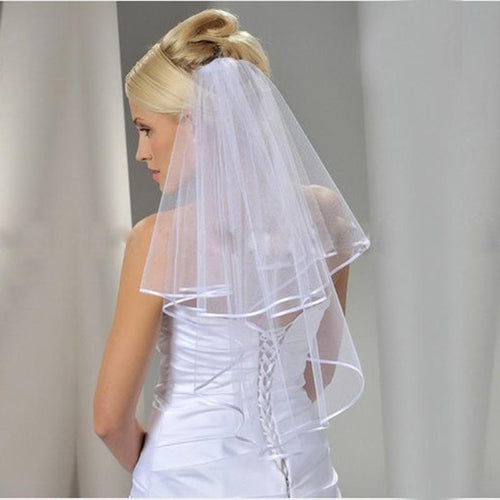 Voile Double Layer Veil with Ribbon Edge-Your Wedding Veil Store